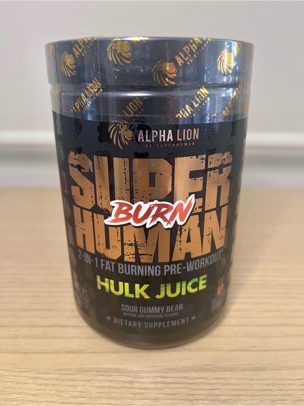 Alpha Lion SuperHuman Burn 2-in-1 Pre-Workout Hulk Juice Sour Gummy Bear Sealed
